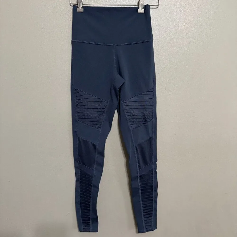 Alo yoga deep navy gray high waisted moto legging size XS